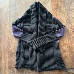 Purple and black striped cowl neck cardigan!